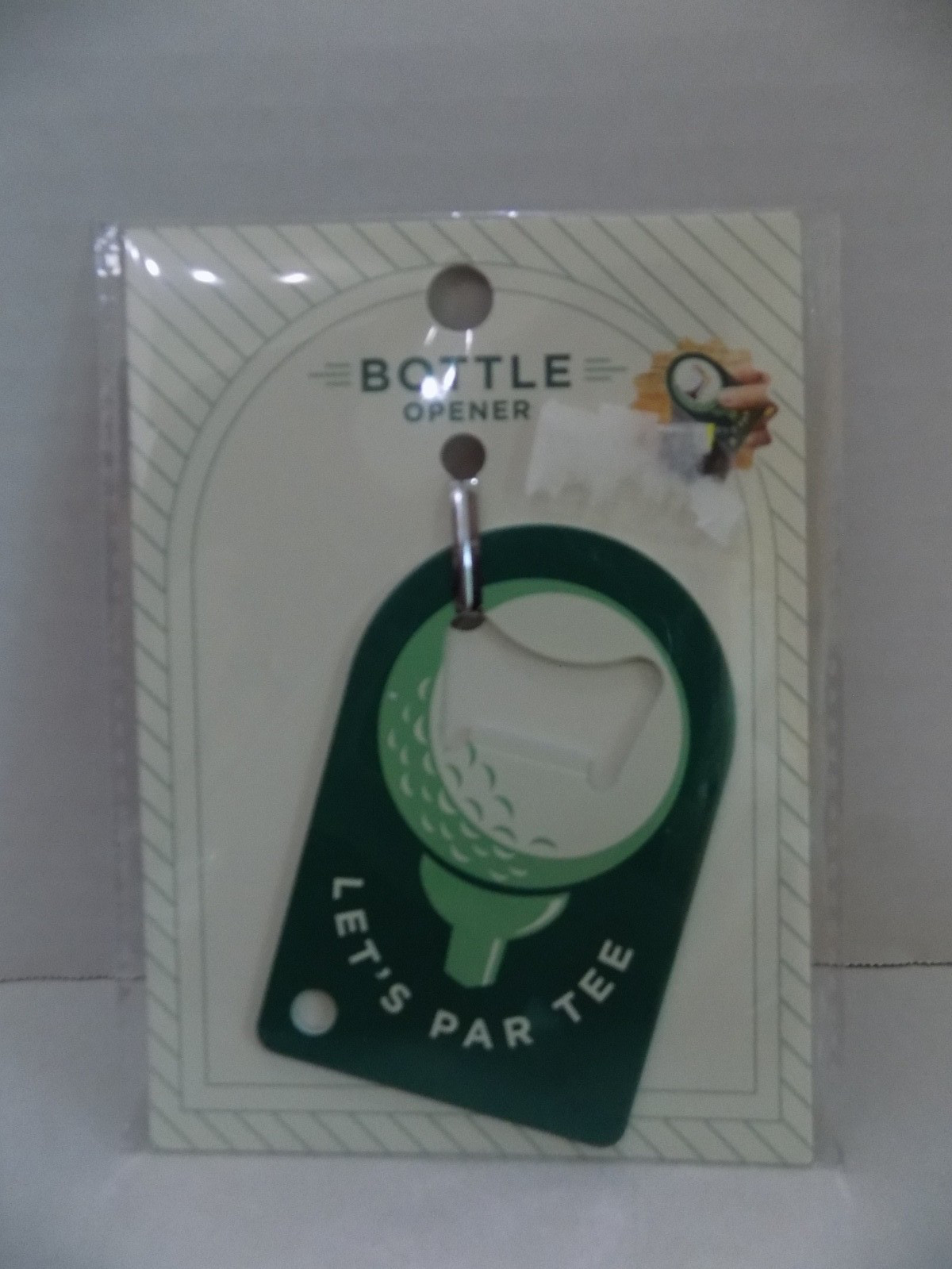Golf Bottle Opener Metal  2" x 3.25" Lets Par Tee NOS HTF