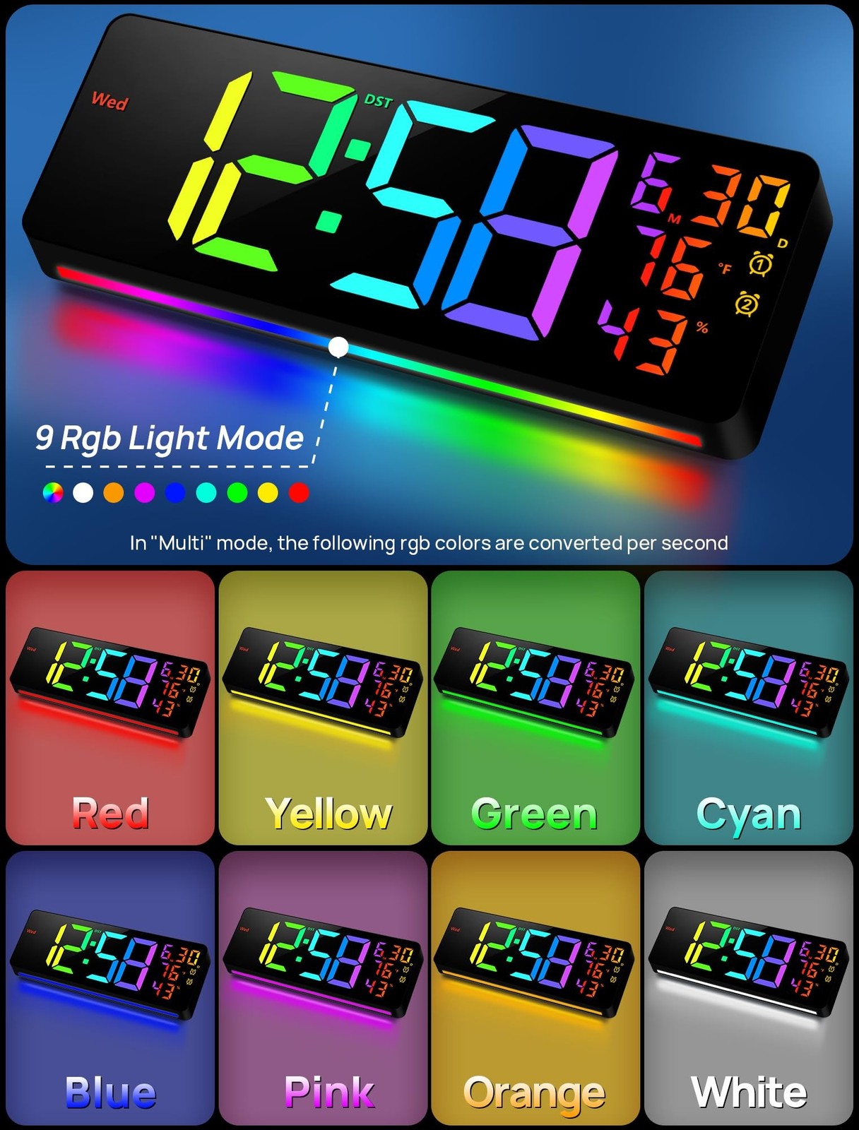MASHI 17.3" Large Digital Wall Mount Clock, Digital Clock with Remote Control...