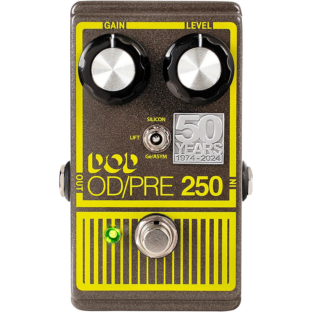 DOD 250 50th Anniversary Overdrive Preamp Effects Pedal GrayYellow Refurbished
