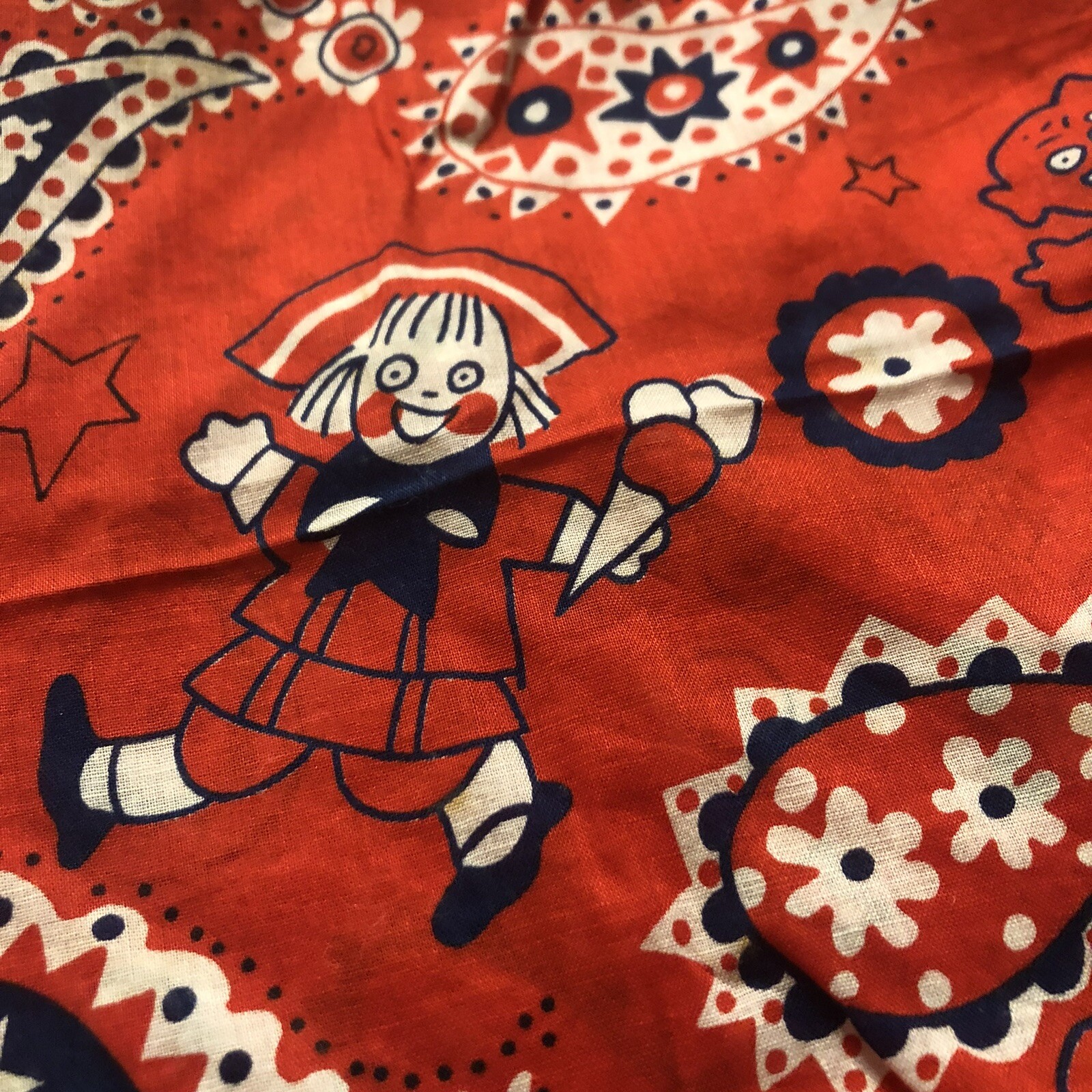 Vintage red Buster Brown and Tige Handkerchief/ Head Scarf/bandana