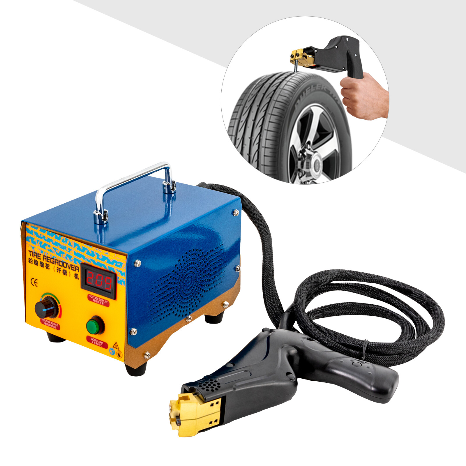 1000W Truck Tire Groover Rubber Cutter Regroover Tyre Grooving Machine W/ Blades