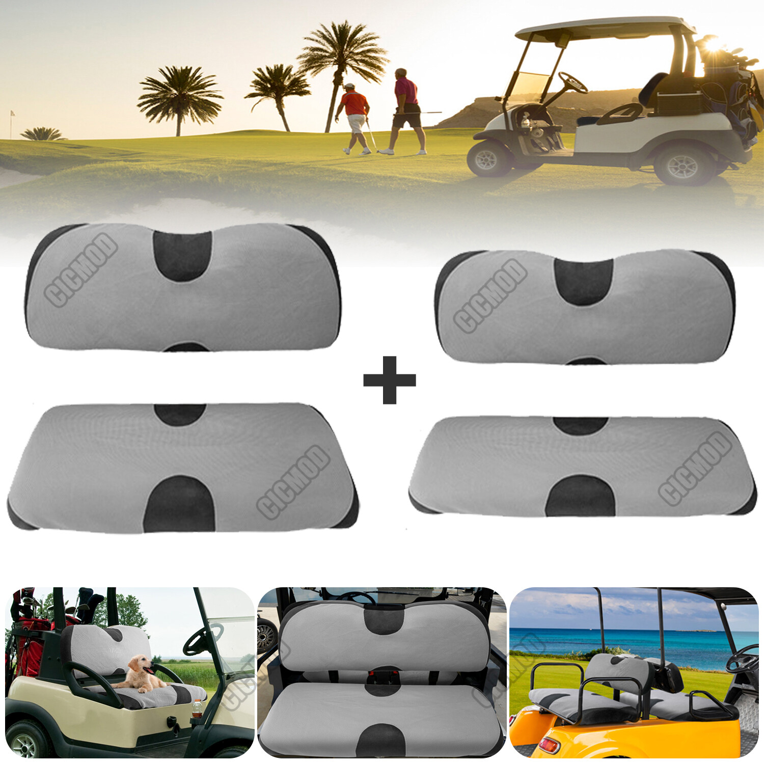 For EZGO TXT RXV Club Car Yamaha Golf Cart Seat Cover Front Rear Seat Protector