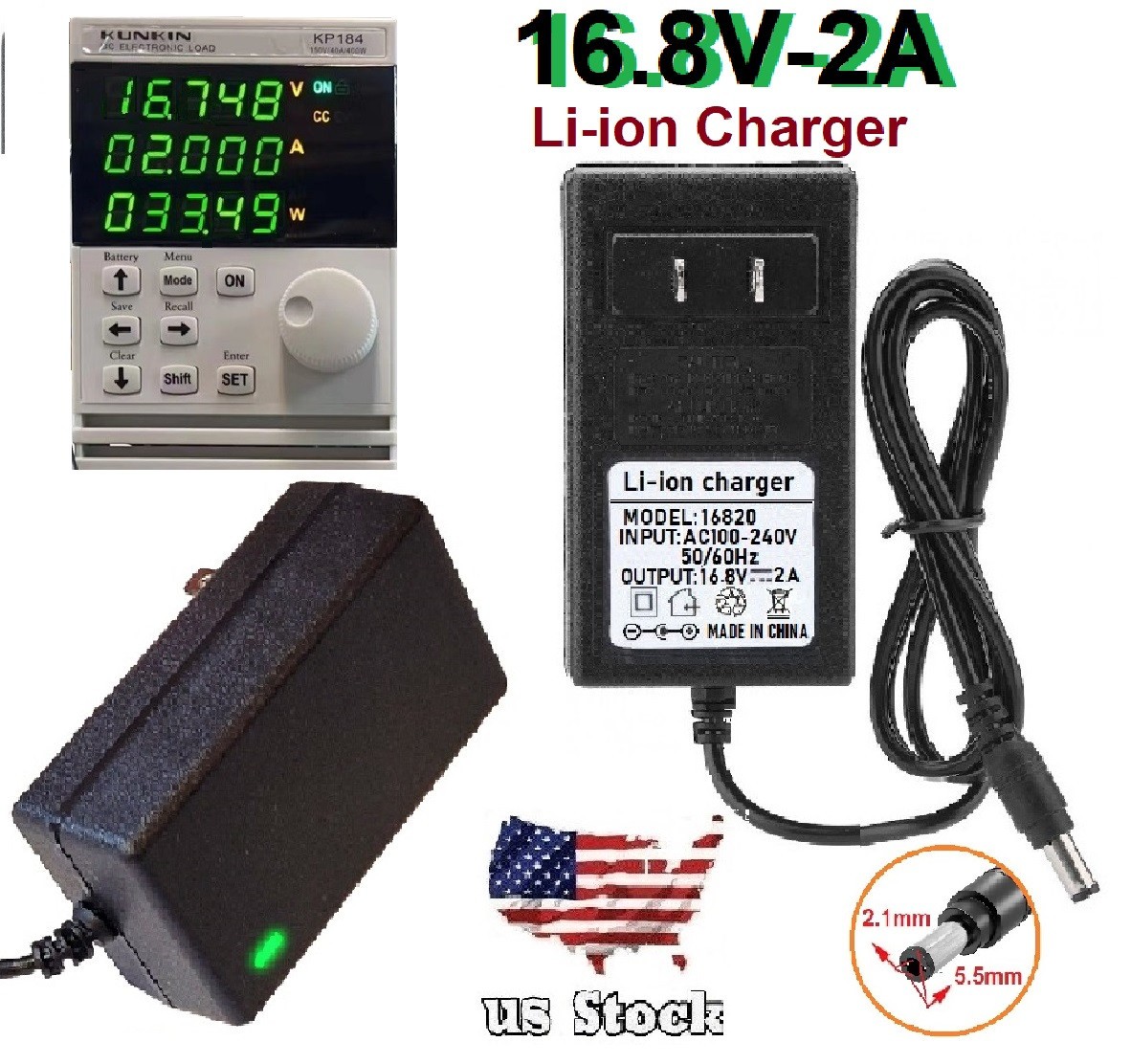 (US) DC 16.8V 2A Power Supply Adapter Replacement Charger For Lithium-ion