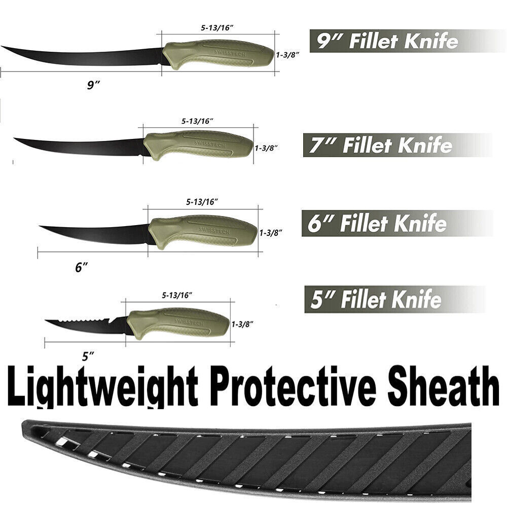 5"/6"/7"/9" Fillet Knife Fishing Knife for Filleting Boning w/Sheath Foam Handle