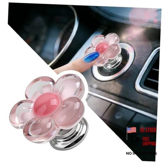 Flower Car Push Start Button Cover,Cute Push to Start Button Cover as Car