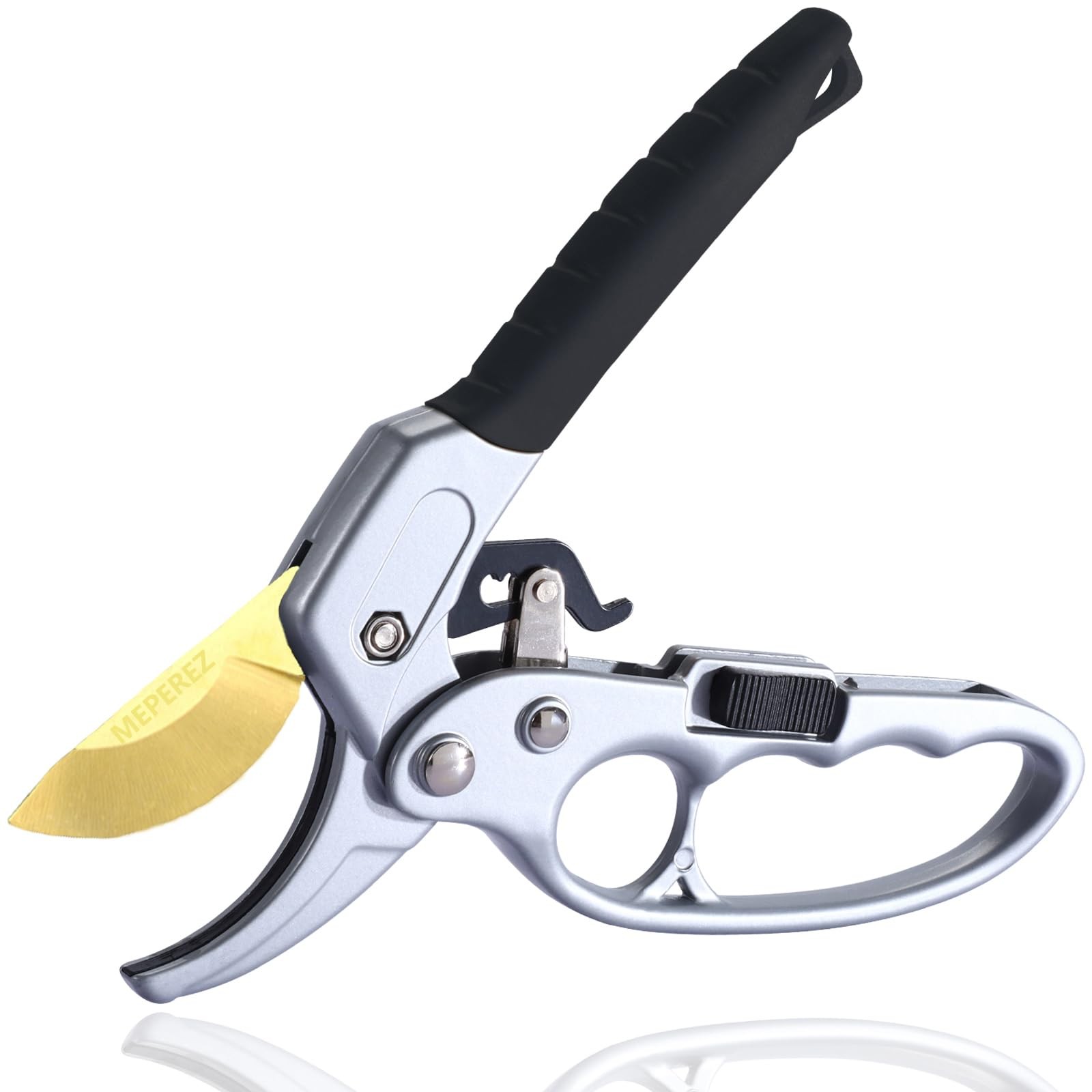 MEPEREZ Garden Clippers, Premium Germany Titanium Pruners, Work 8", Dark Gold