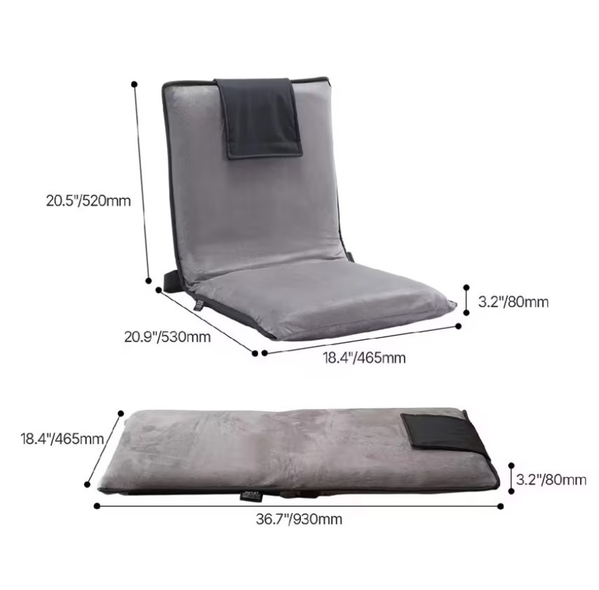 Adjustable Floor Chair 6 Position Back Support Folding Chair
