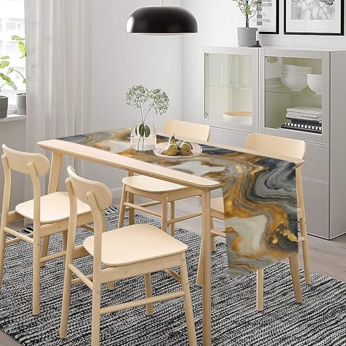 Marble Table Runner,Gray Gold Modern Marble 13x36" Table Runner Marble-10