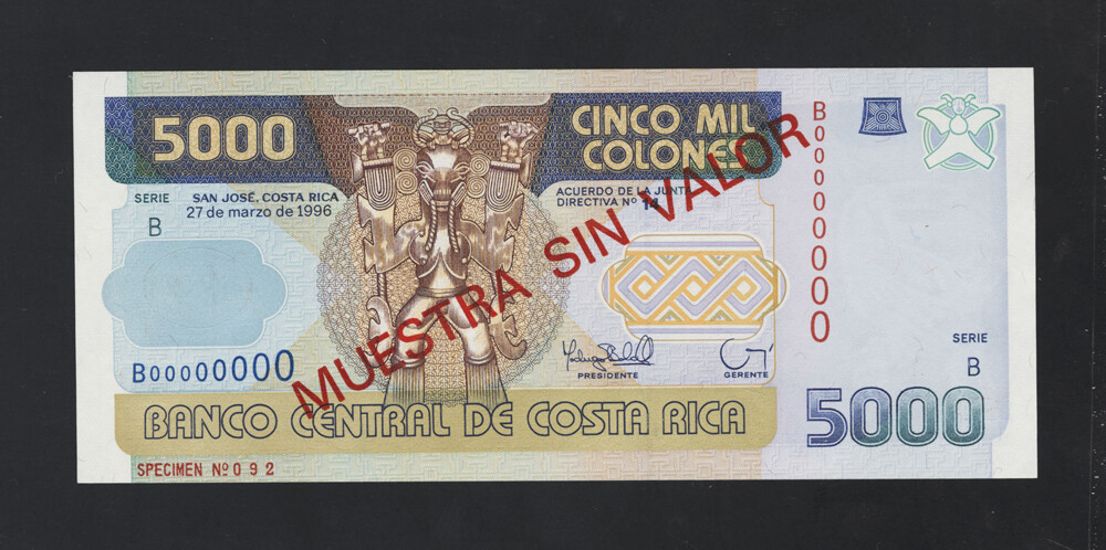 Costa Rica Banknote Specimen Catalog 266s