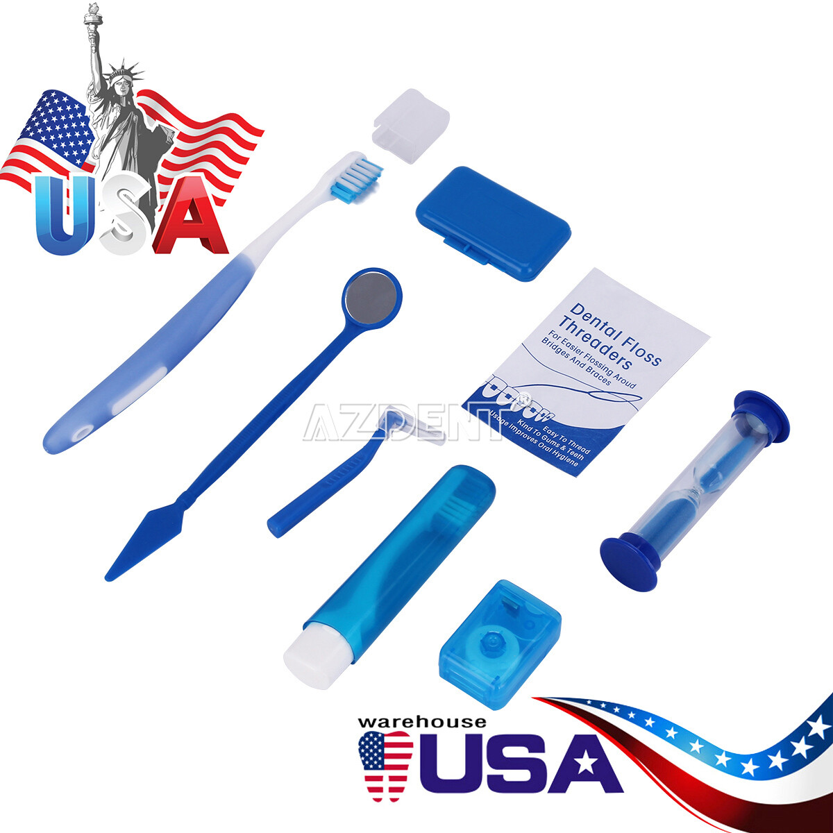 5 Packs Dental Orthodontic Brush Ties Toothbrush Brush Floss Kit Oral Care Blue