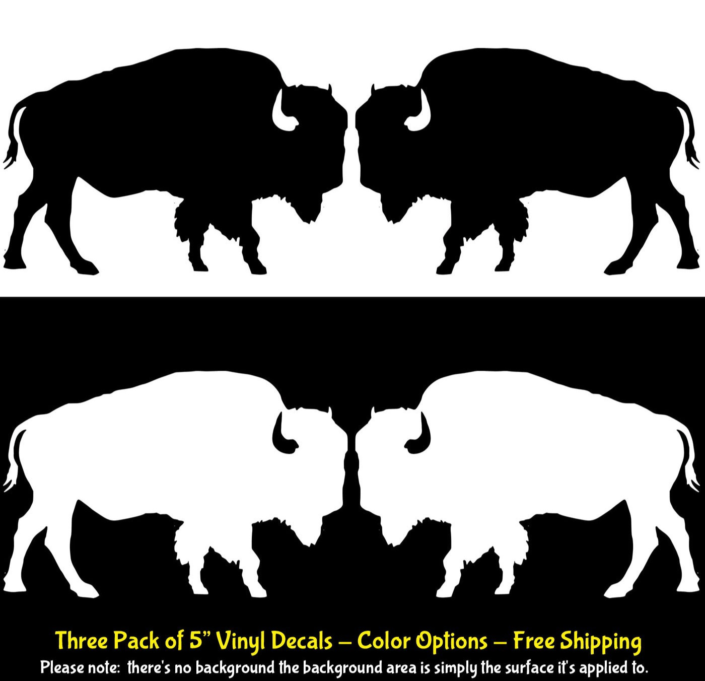 Bison Buffalo Two 5" Decal Car Truck Tumblers Laptop Windows Any Flat Surface
