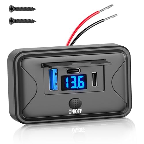 90W 12V USB Outlet Panel Wall Mount, Dual 36W USB C and QC 3.0 18W Car USB