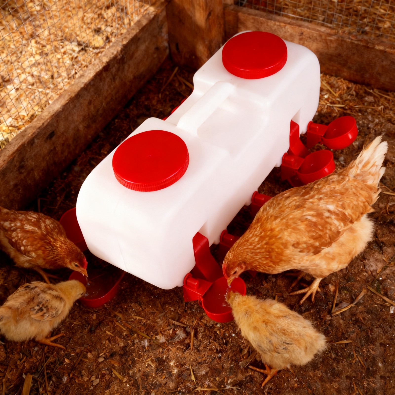 Semi-Auto Chicken Waterer with 10 Drinking Cup for Chickens Ducks Geese 2.5 Gal