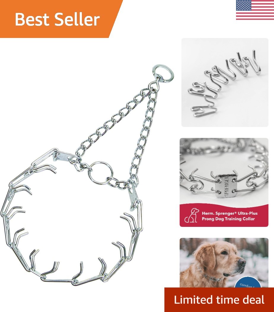 Durable Adjustable Prong Collar for Effective Dog Training, Nickel-Free Design