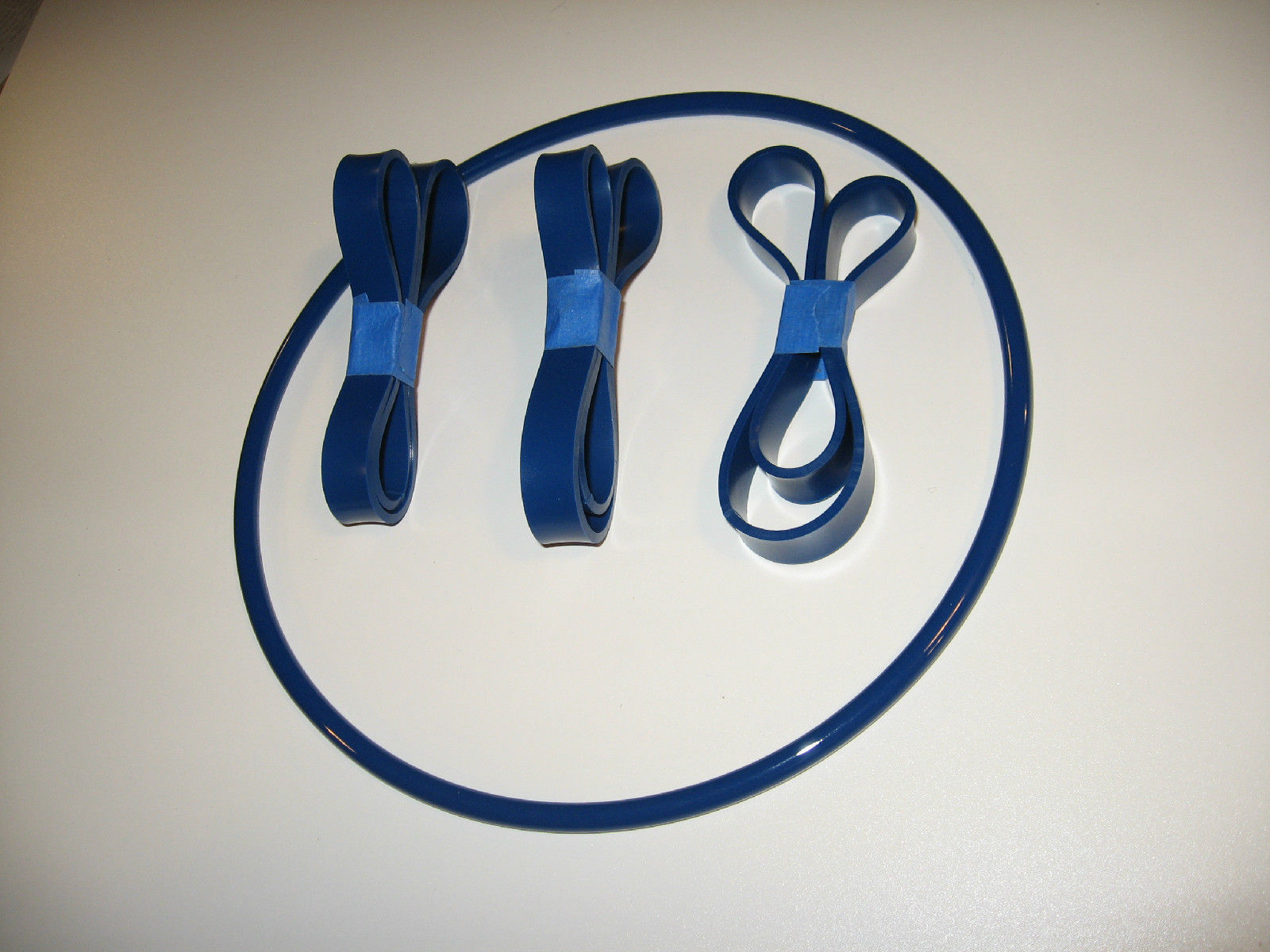 3 BLUE MAX URETHANE BAND SAW TIRES and 1 ROUND DRIVE BELT FOR VALUECRAFT 8170A