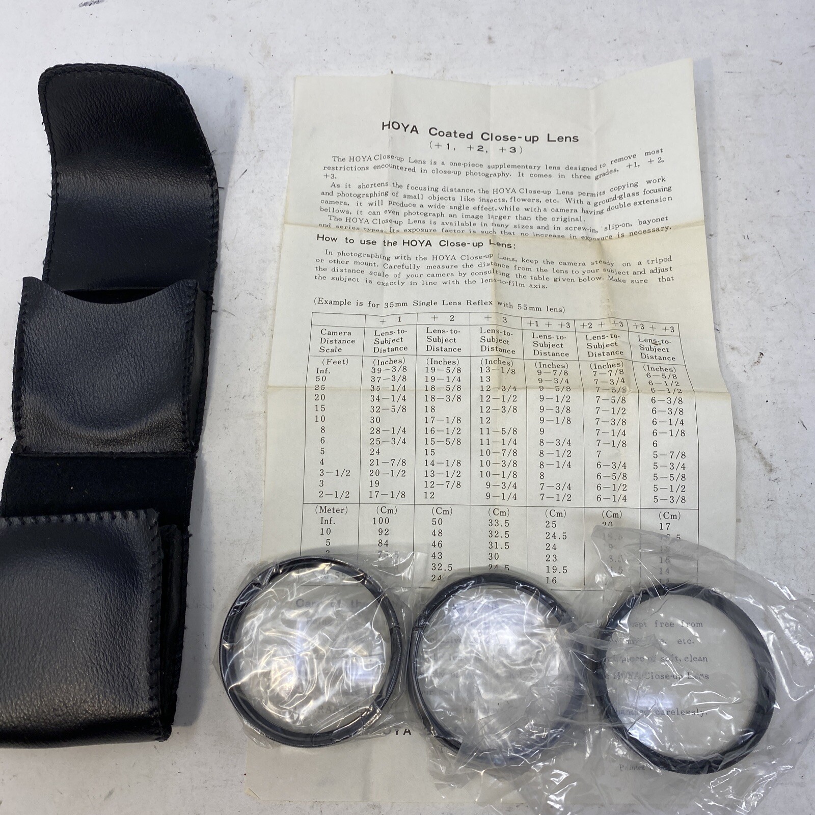 Hoya 52mm Close-Up Filter Set 196288  w/Case - +1, +2, +3 Lenses Paperwork