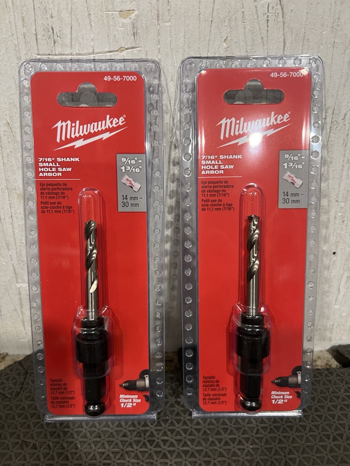 Milwaukee 49-56-7000 Small Hole Saw Arbor, 7/16 in. Shank Lot Of 2