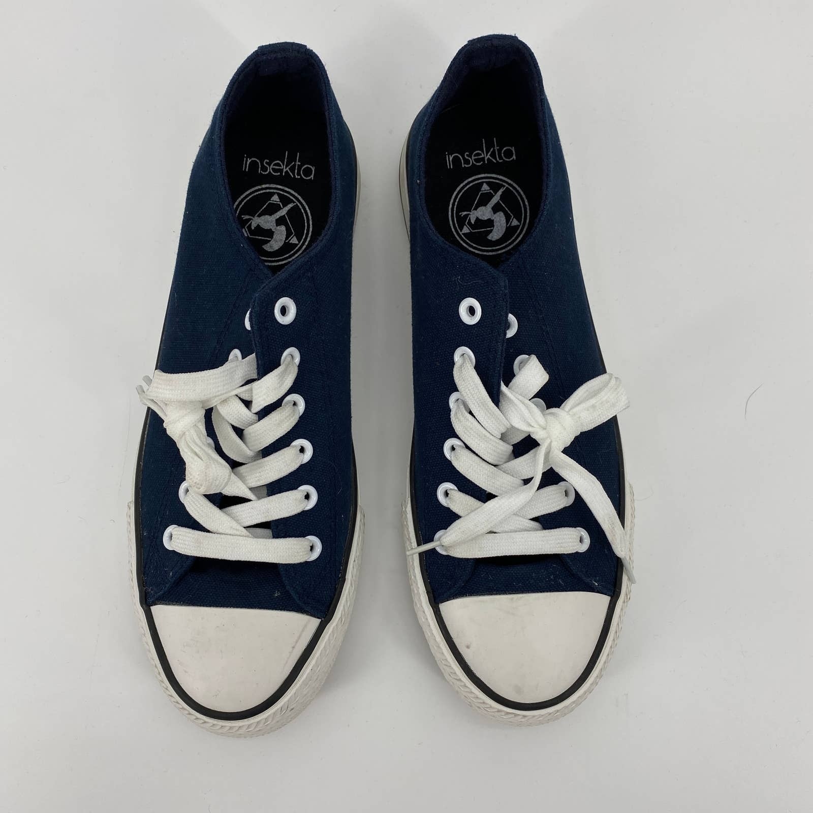 INSEKTA Sneaker Blue Canvas Lace-Up Sustainable Shoes Women's Sz 9