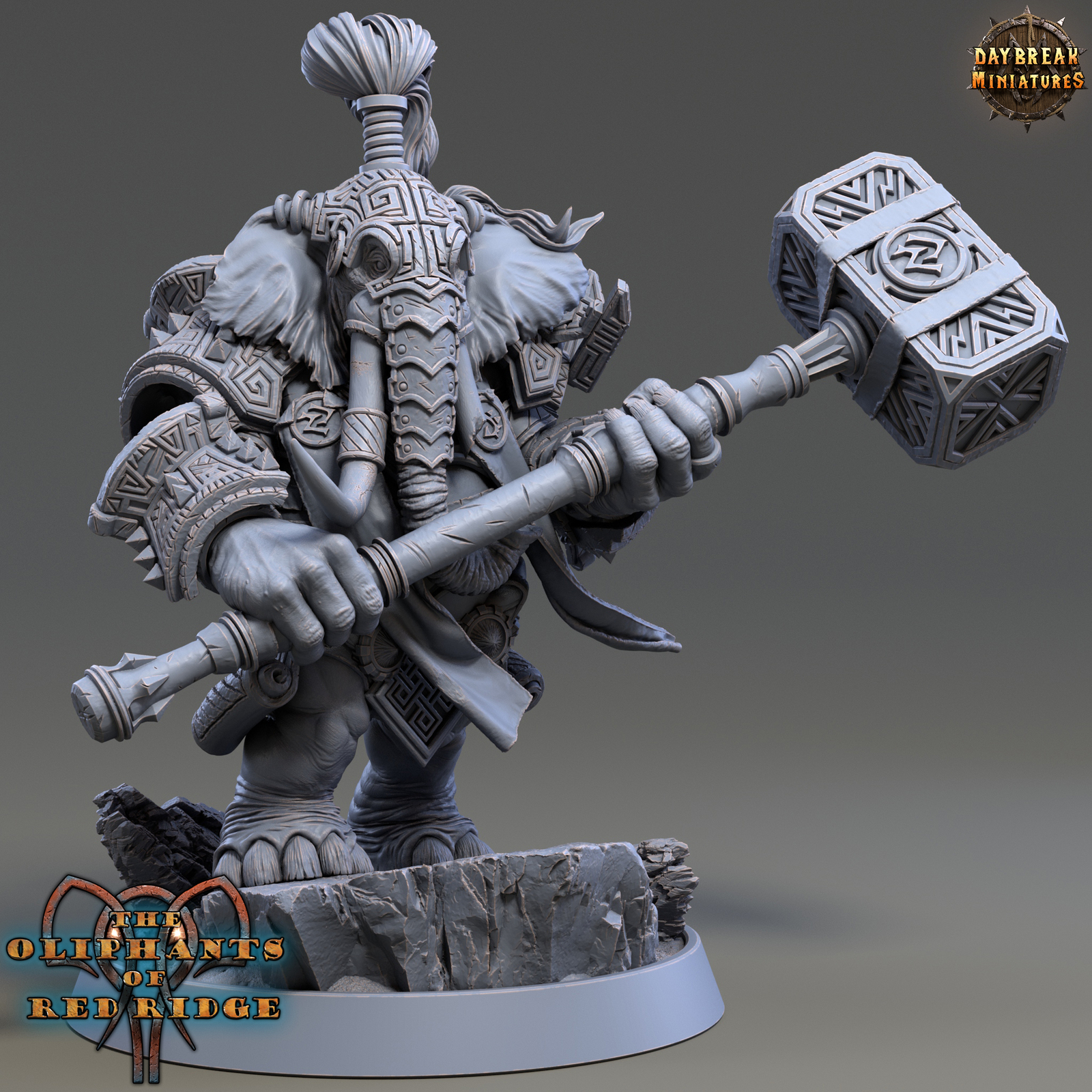 Elephant Man Ugro, D&D Wargaming Fantasy Beastmen Elephant Folk Miniature 32mm