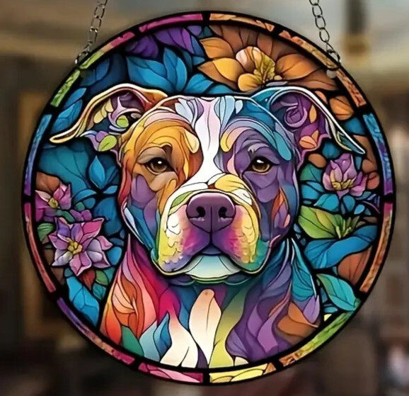 Pit Bull Terrier Dog Acrylic Suncatcher READ DESCRIPTION - SALE HELPS DOGS CATS