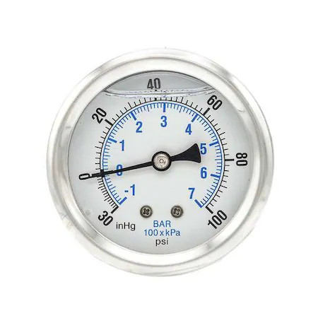 Pic Gauges Pro-202L-254Ce Industrial Compound Gauge, 30 To 0 To 100 Psi, 2 1/2