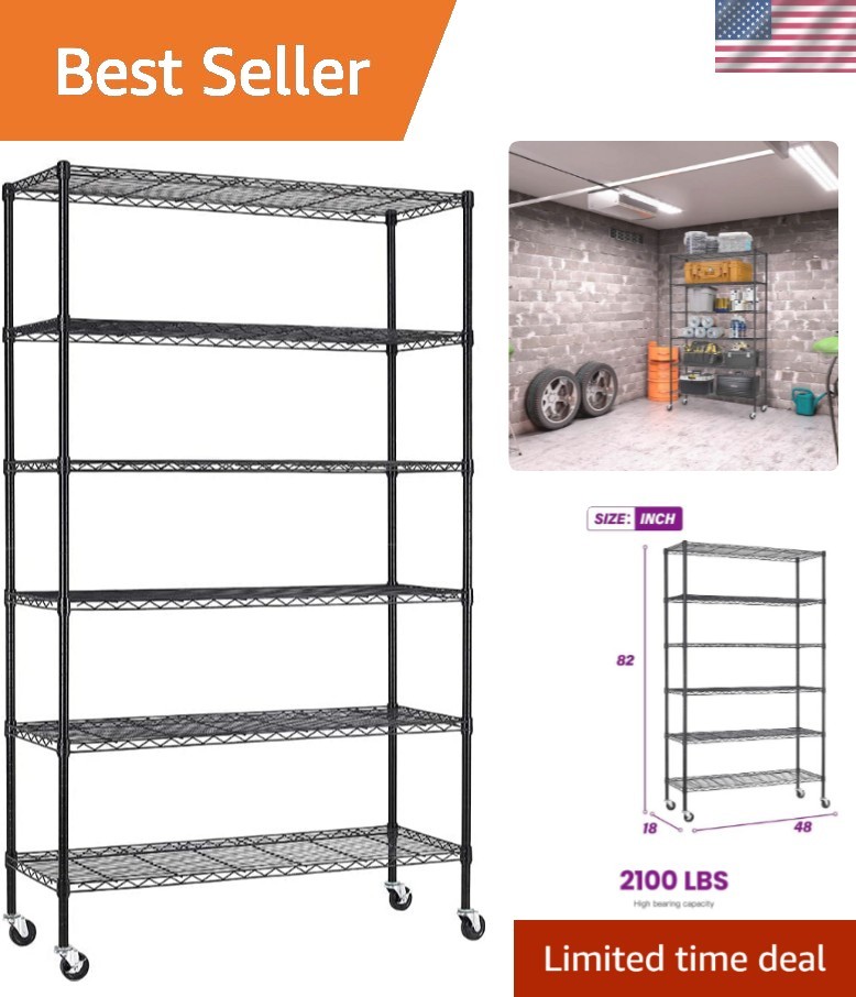 48"L×18"W×82"H Wire Shelving Unit Storage Cart Metal Shelf Rolling Utility Ca...