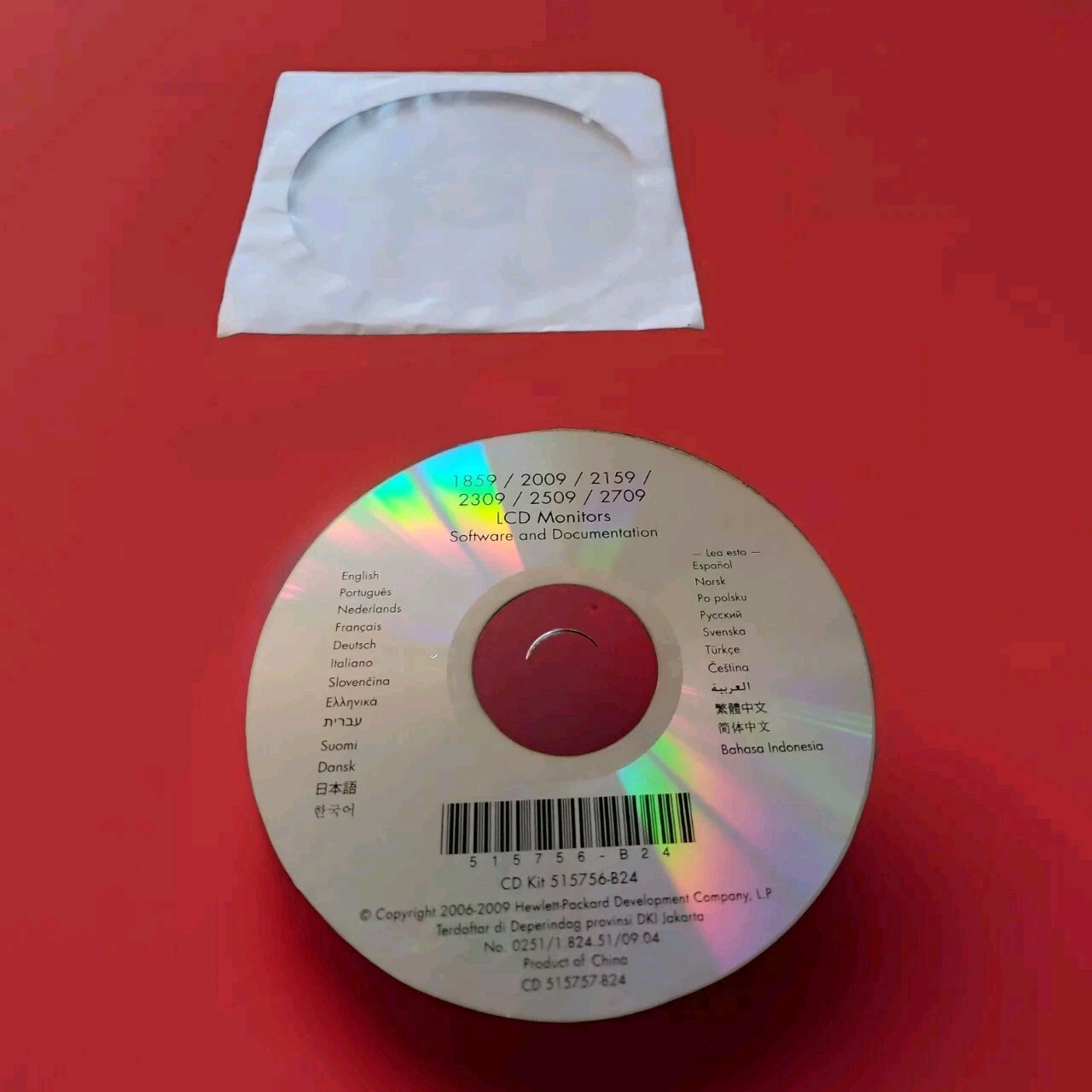HP LCD Monitors Software Documentation CD Disc 515756-824 Multi Language LN