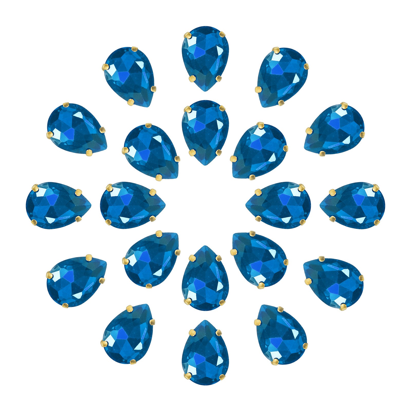 20Pcs Teardrop Sew on Rhinestone - 18x13mm Crystal Rhinestones (Blue)