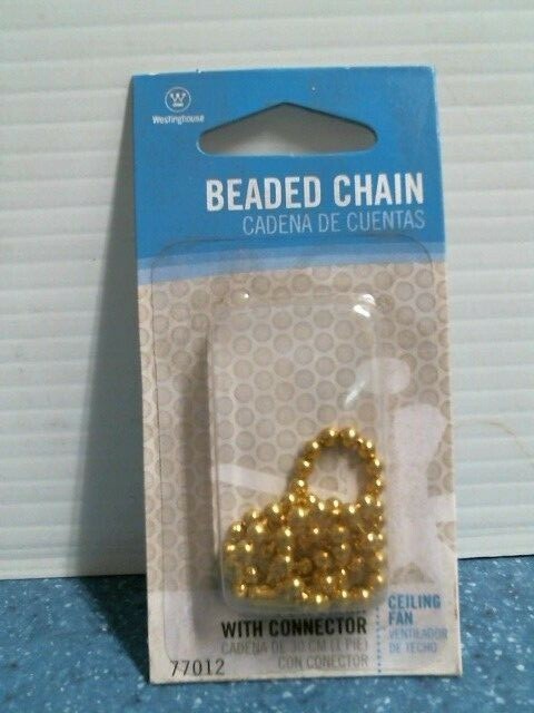 Westinghouse 77012, 12" Brass Beaded Chain with Connector Solid Brass, FS
