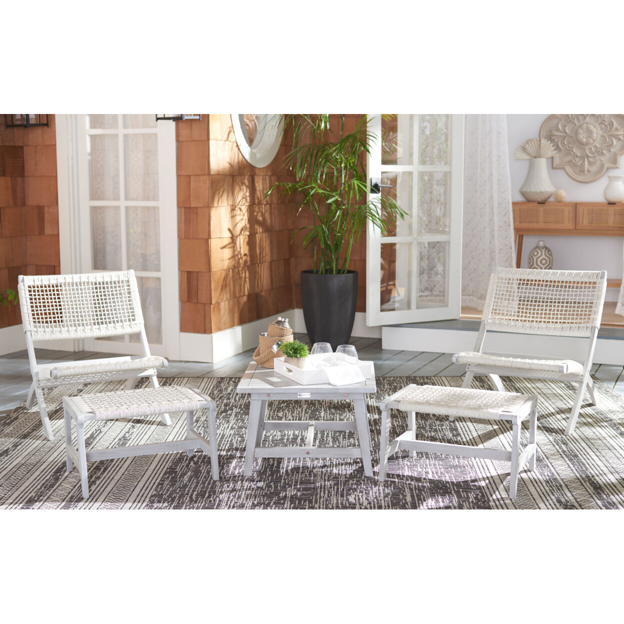 SAFAVIEH Outdoor Collection Casella Set | Grey / Grey |