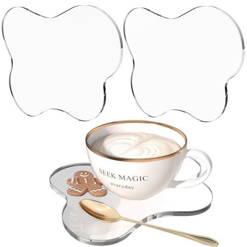 2 PCS Acrylic Coasters, Cute Drink Coaster for Coffee Table, Desktop Heat