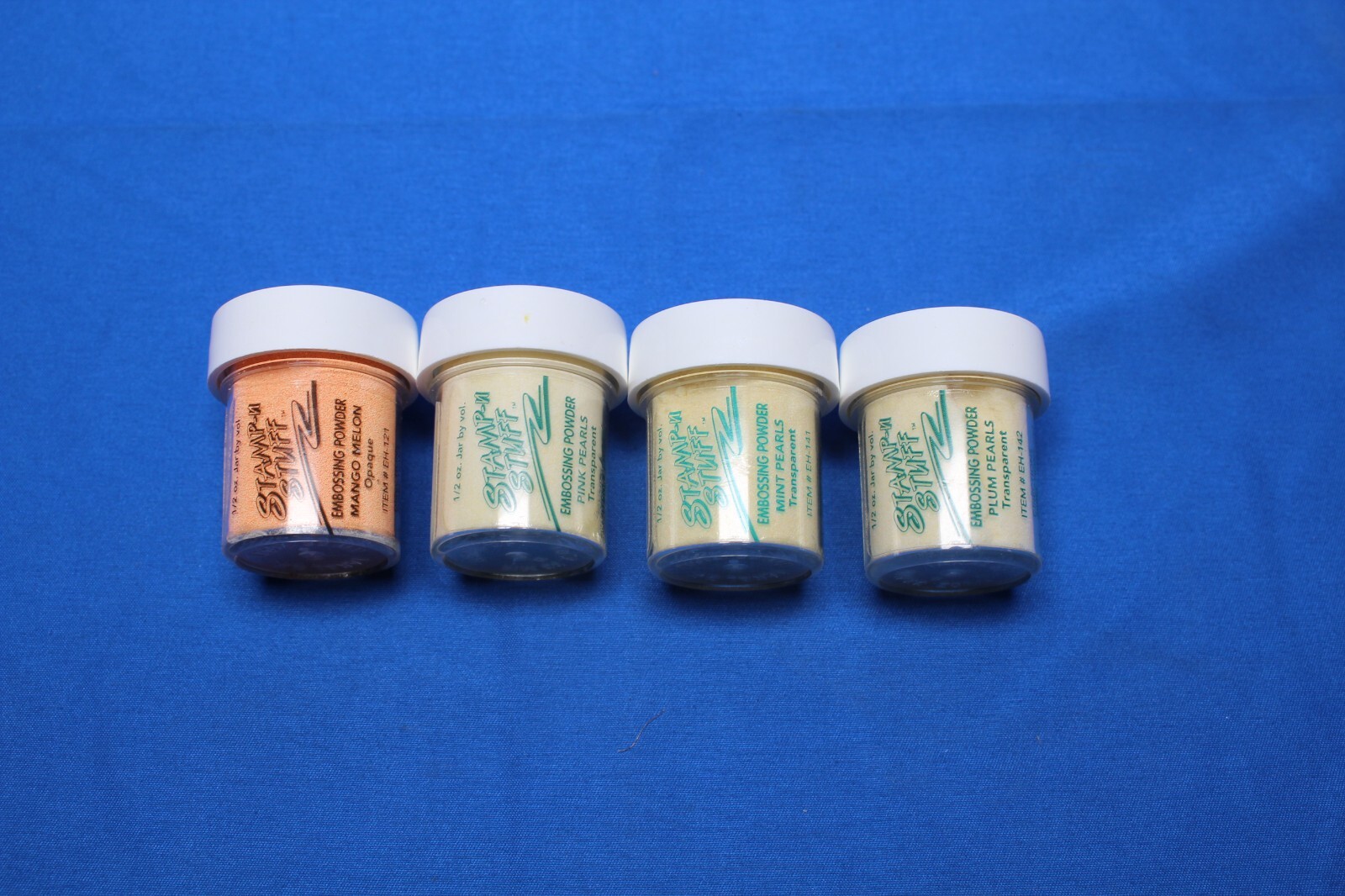 4-Stamp N Stuff Embossing Powders Mango Melon Pink Mint Plum Pearls 1/2oz