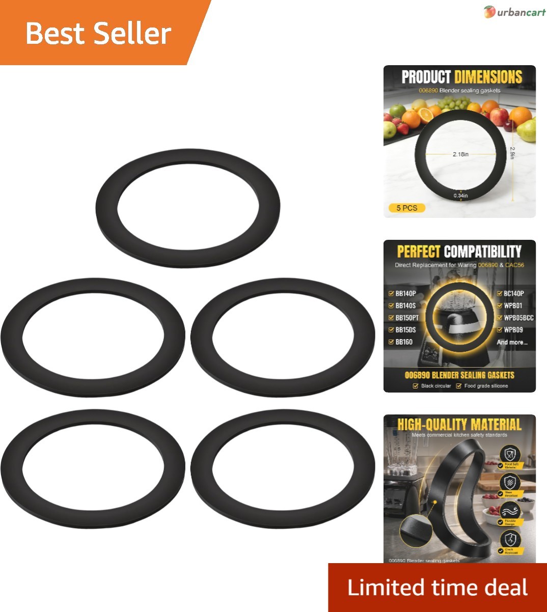 Universal Blender Gasket Replacement (5-Pack) for Leak-Proof Sealing