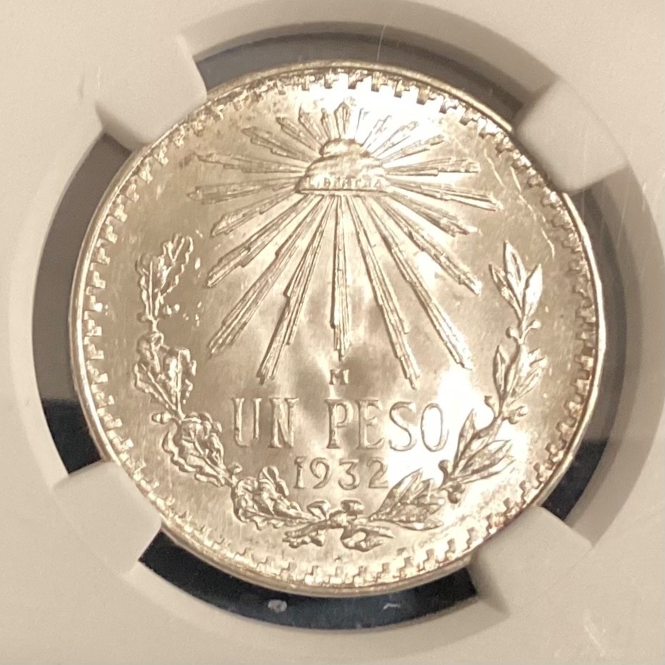 1932 Mexico One Silver Peso NGC MS 66 - GEM UNCIRCULATED