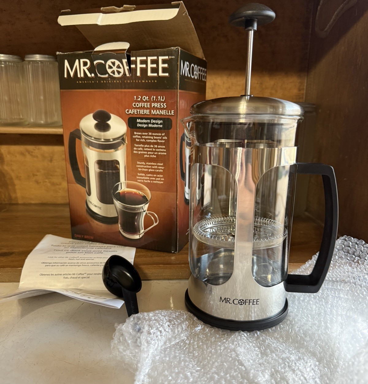 Mr. Coffee 1.2 Qt. Coffee Press Modern Design. Dishwasher Safe
