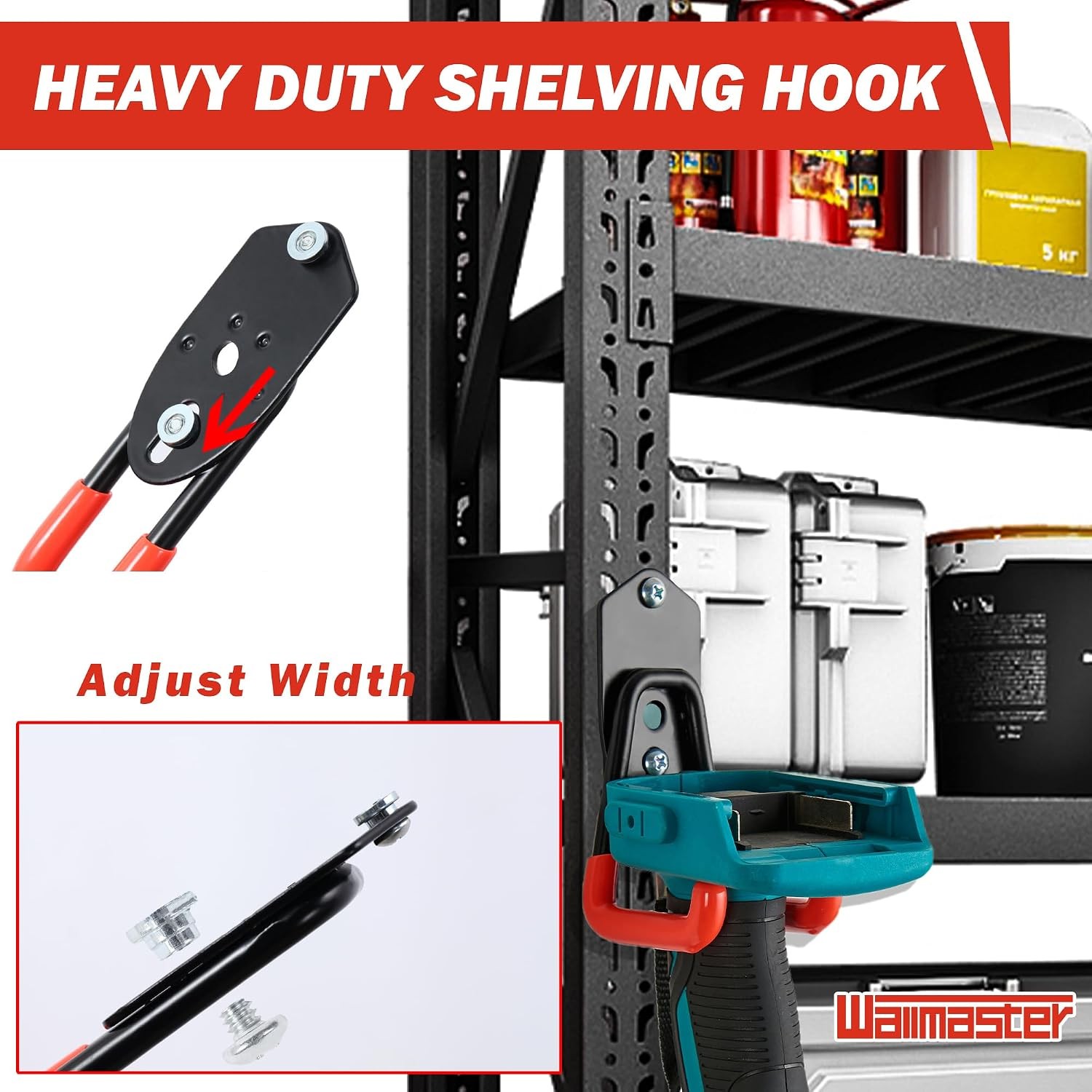 Wallmaster 7-Pcs Boltless Shelving Hooks, 400lbs, Adjustable Garage Storage