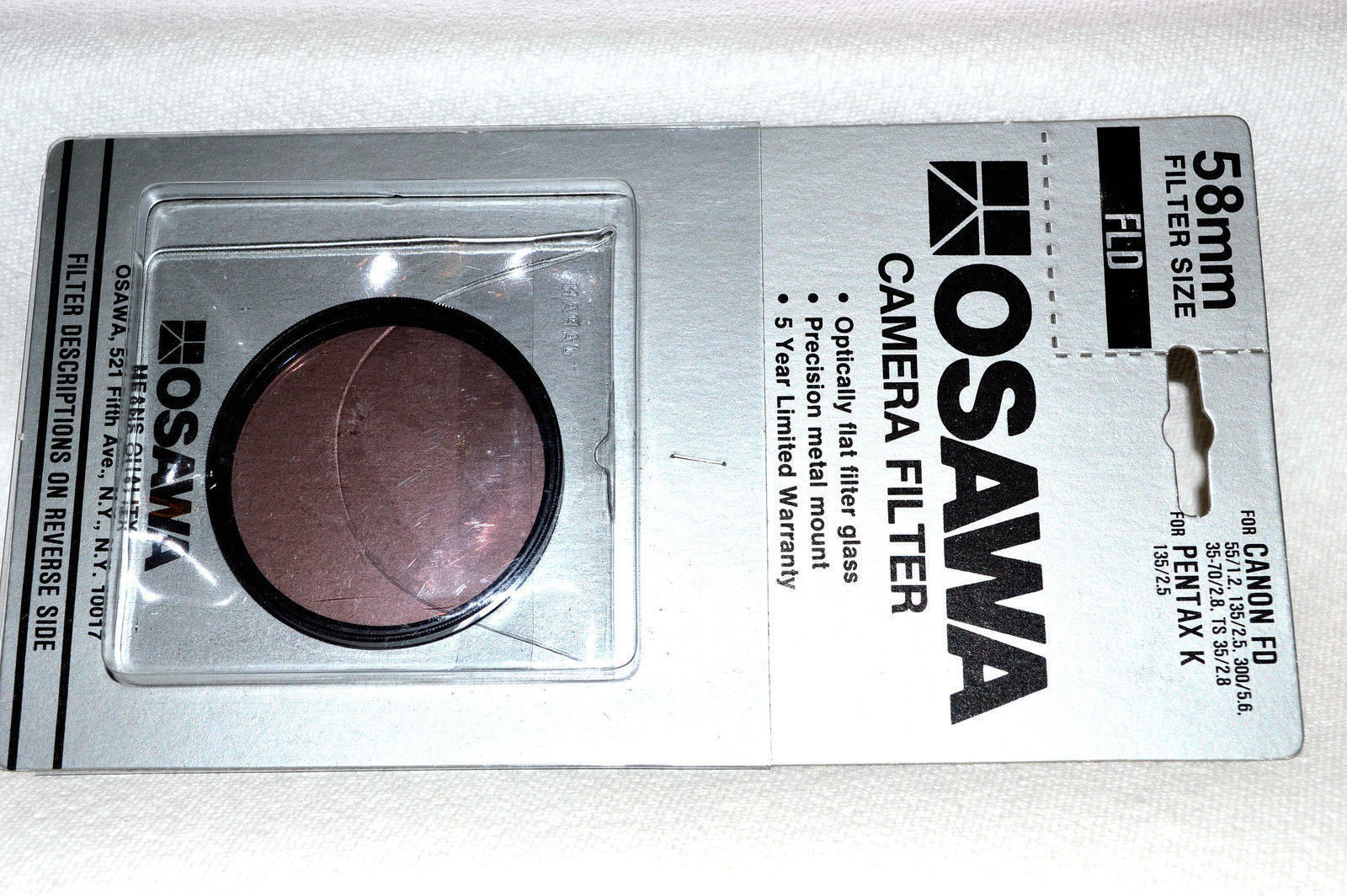 Osawa 58 mm NEW FLD Screw-In Filter with Pouch/Box  Made in Japan (M89)