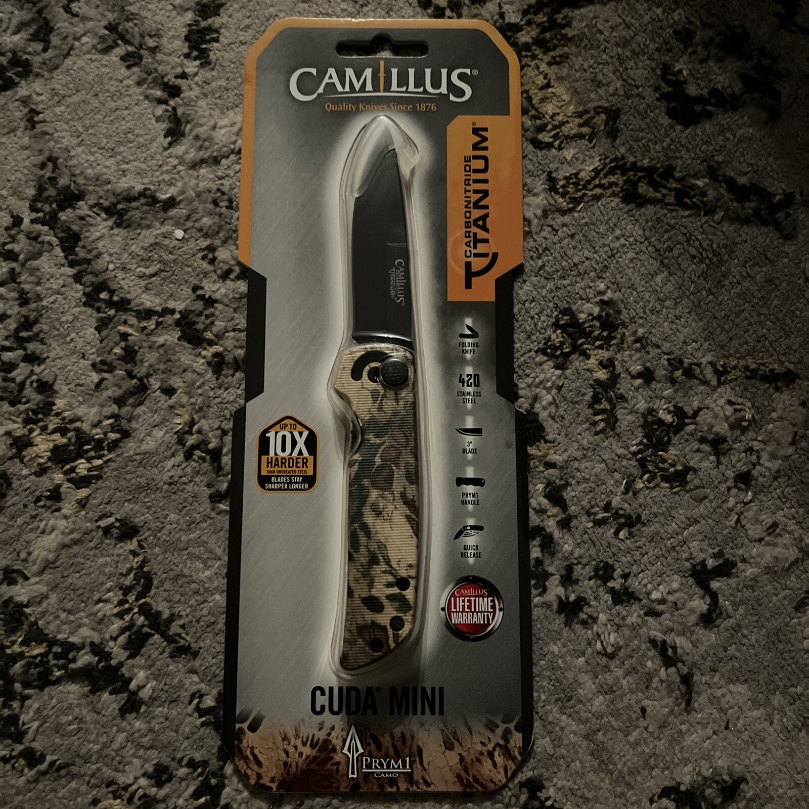 Camillus Cuda Mini 6.75 inch Folding 3" Blade Knife Prym1 Camo 420 Steel - NEW