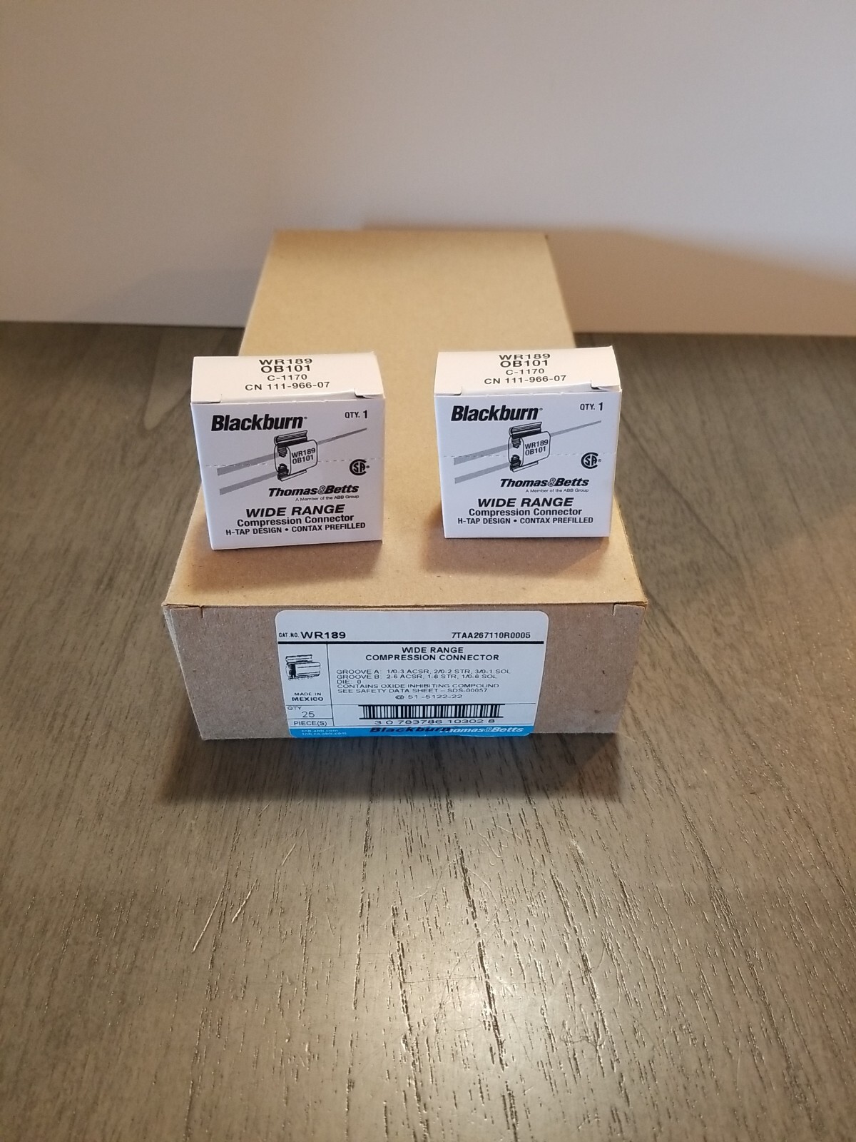 25-PACK THOMAS & BETTS BLACKBURN WR189 WIDE RANGE COMPRESSION CONNECTOR H-TAP