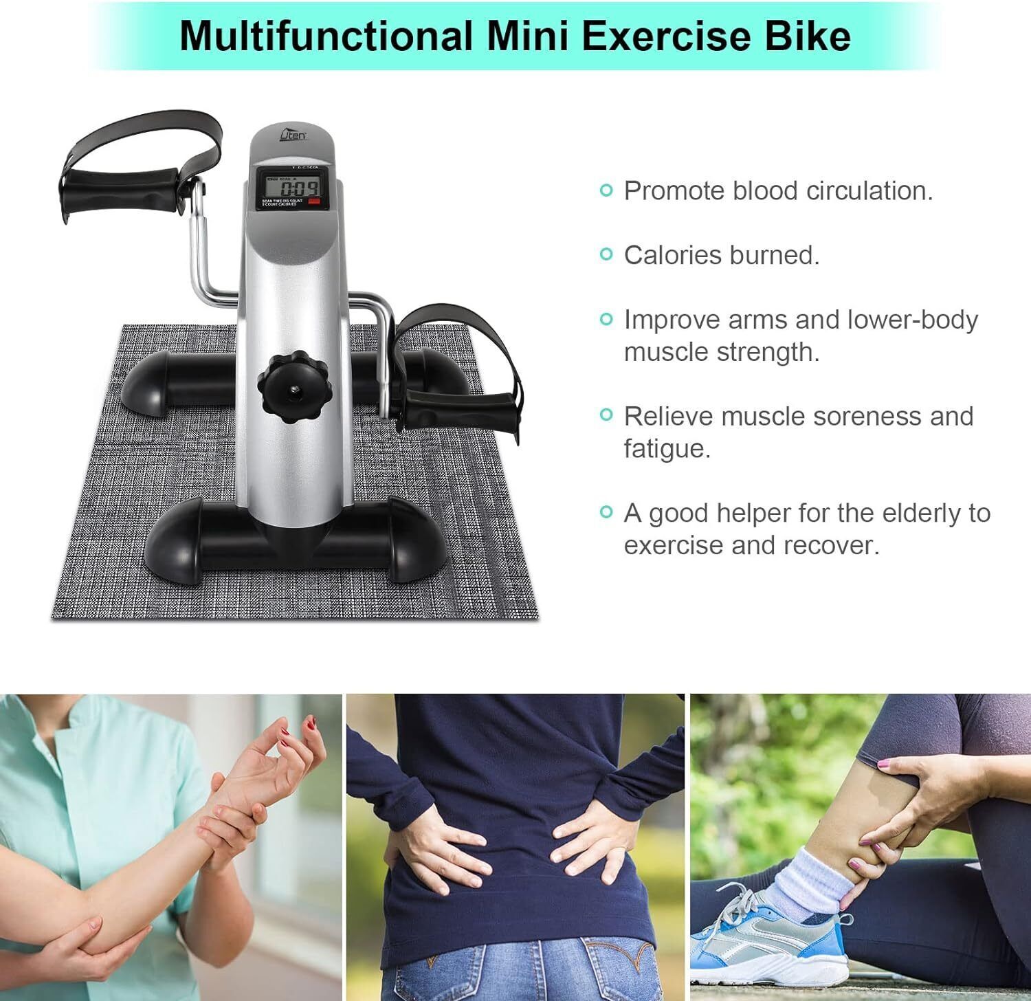 Mini Exercise Bike Arm Leg Trainer Pedal Exerciser Under Desk With LCD Screen