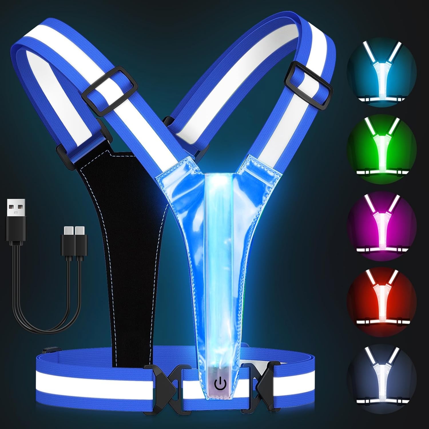 LED Reflective Vest Running Gear High Visibility Rechargeable