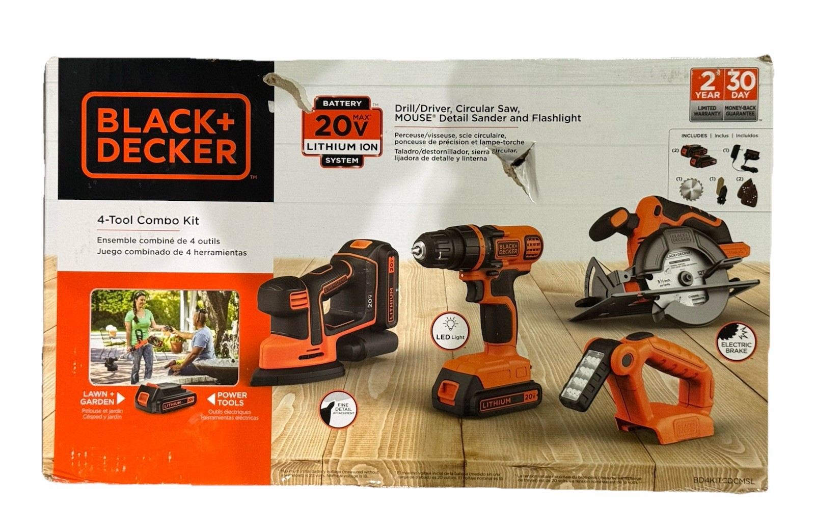 BLACK+DECKER 20V Max* Lithium Ion 4 Tool Combo Kit - BD4KITCDCMSL IN HAND NWT