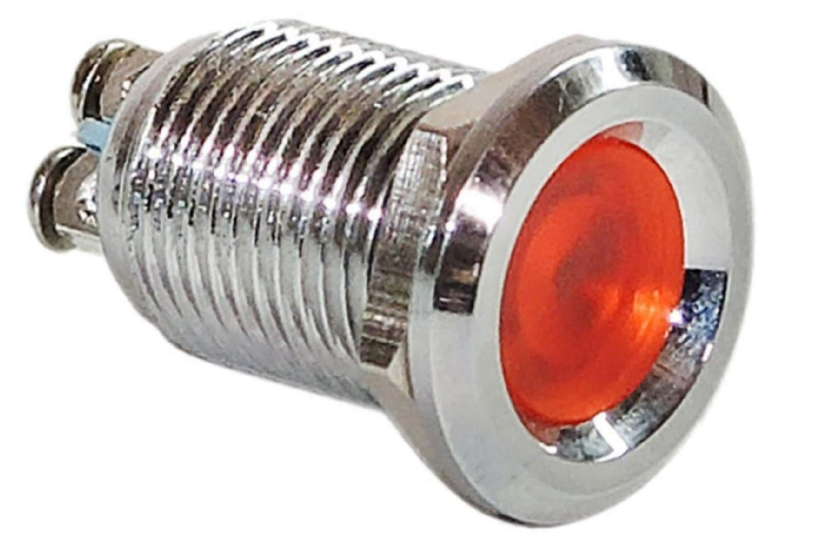 3/4"Silver Stainless Steel Switch Orange Amber Indicator Light LED Lamp 19mm 12V