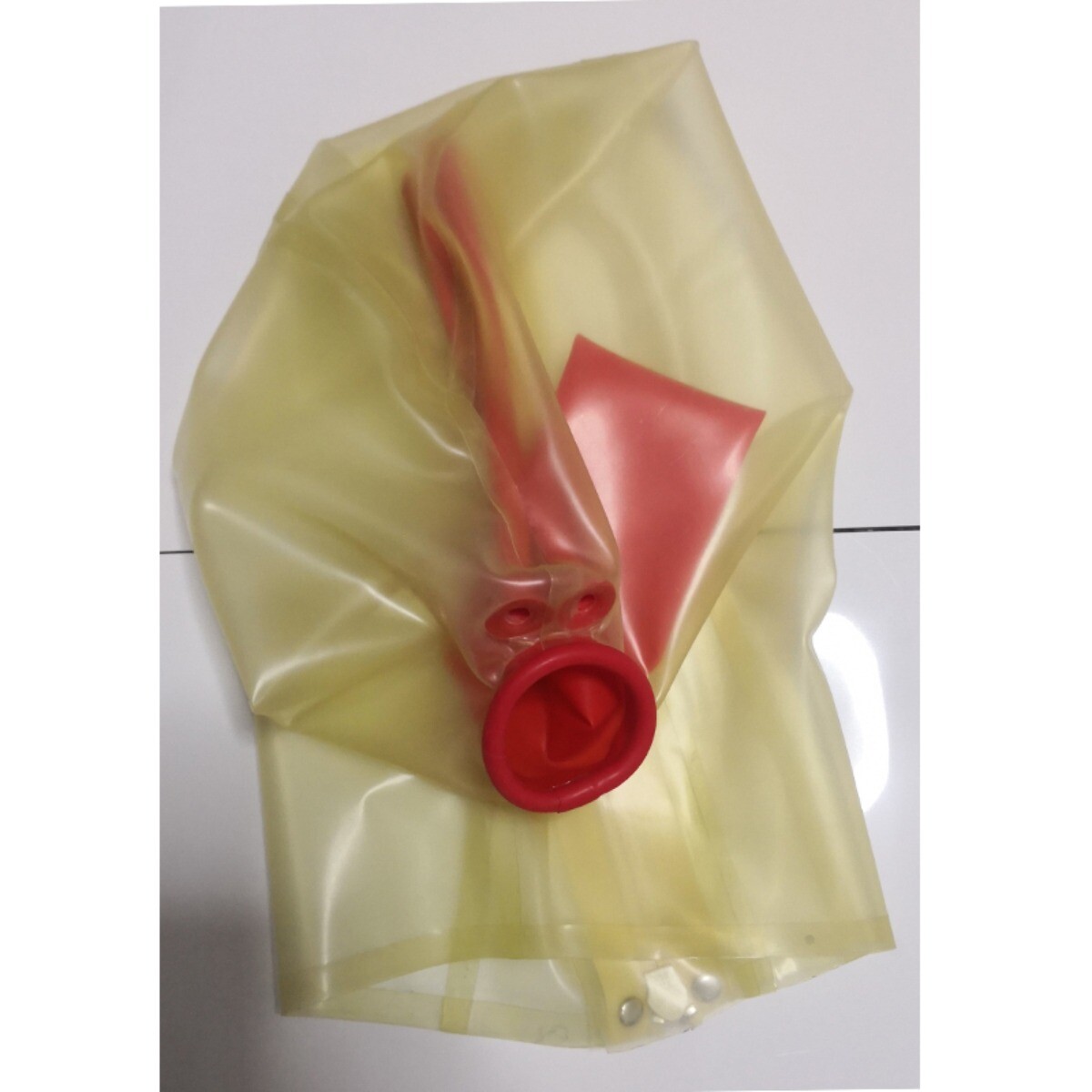 Transparent Latex Hood Rubber Mask Long Nose Tube Handmade with Back Zip