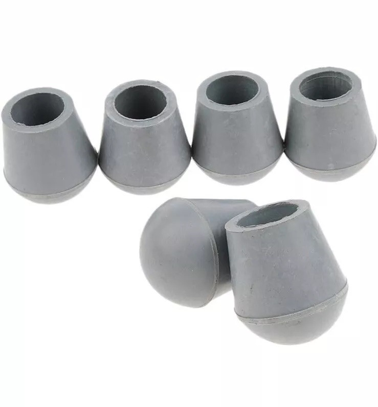 6 Pieces of Folding Rubber Tip for Triangular Stool Crutches 7/8" - Gray