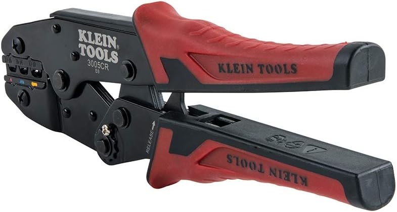Ratcheting Klein Tools 3005CR Wire Crimper for Insulated Terminals, 10 to 22 AWG