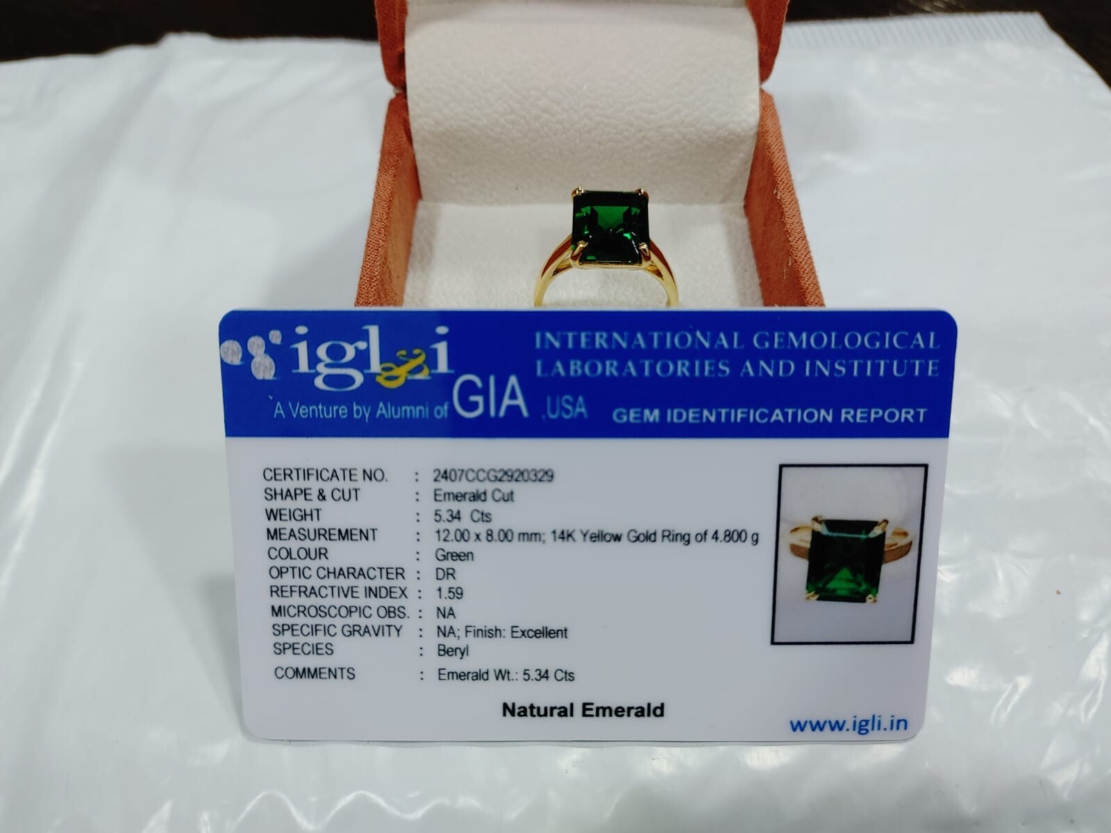 6.00Ct Emerald Natural Emerald & Diamond 100% 14k SOLID Yellow Gold Wedding Ring