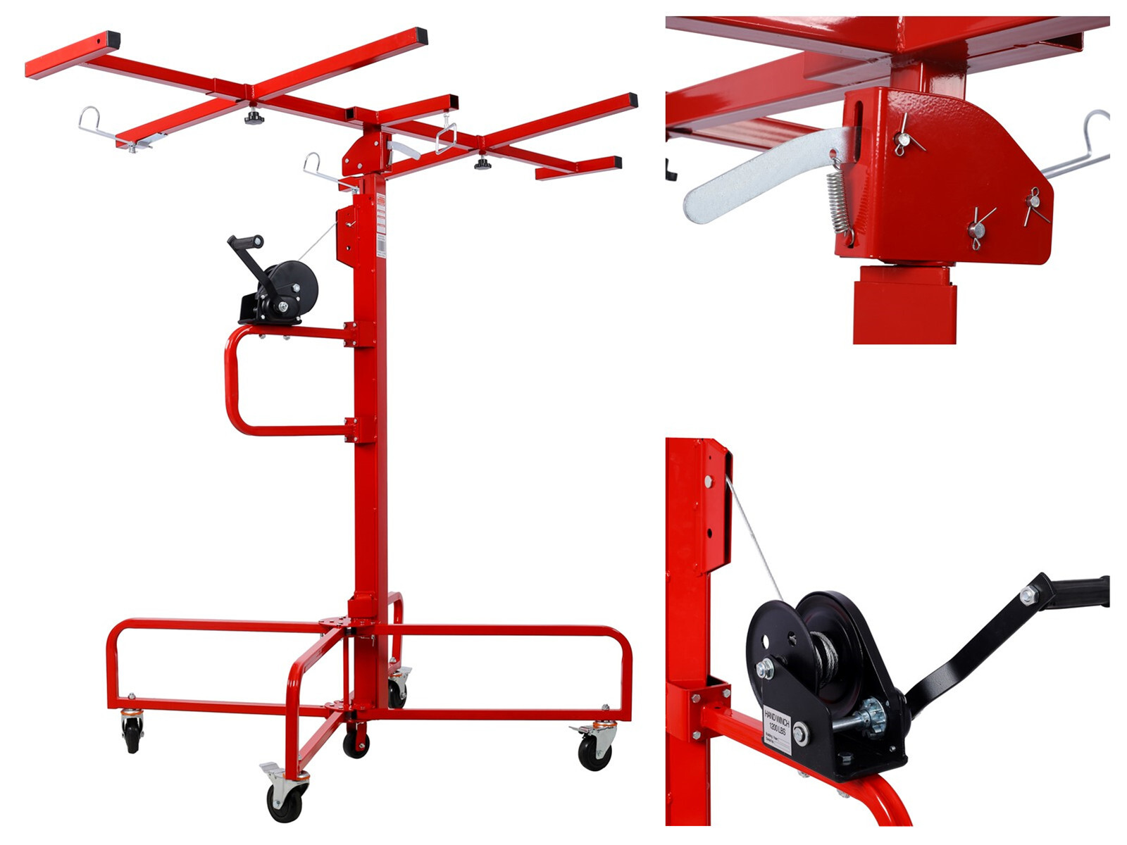 13Ft Drywall Lift Panel Hoist Jack Lifts w/ Caster Wheel 150LBS Capacity