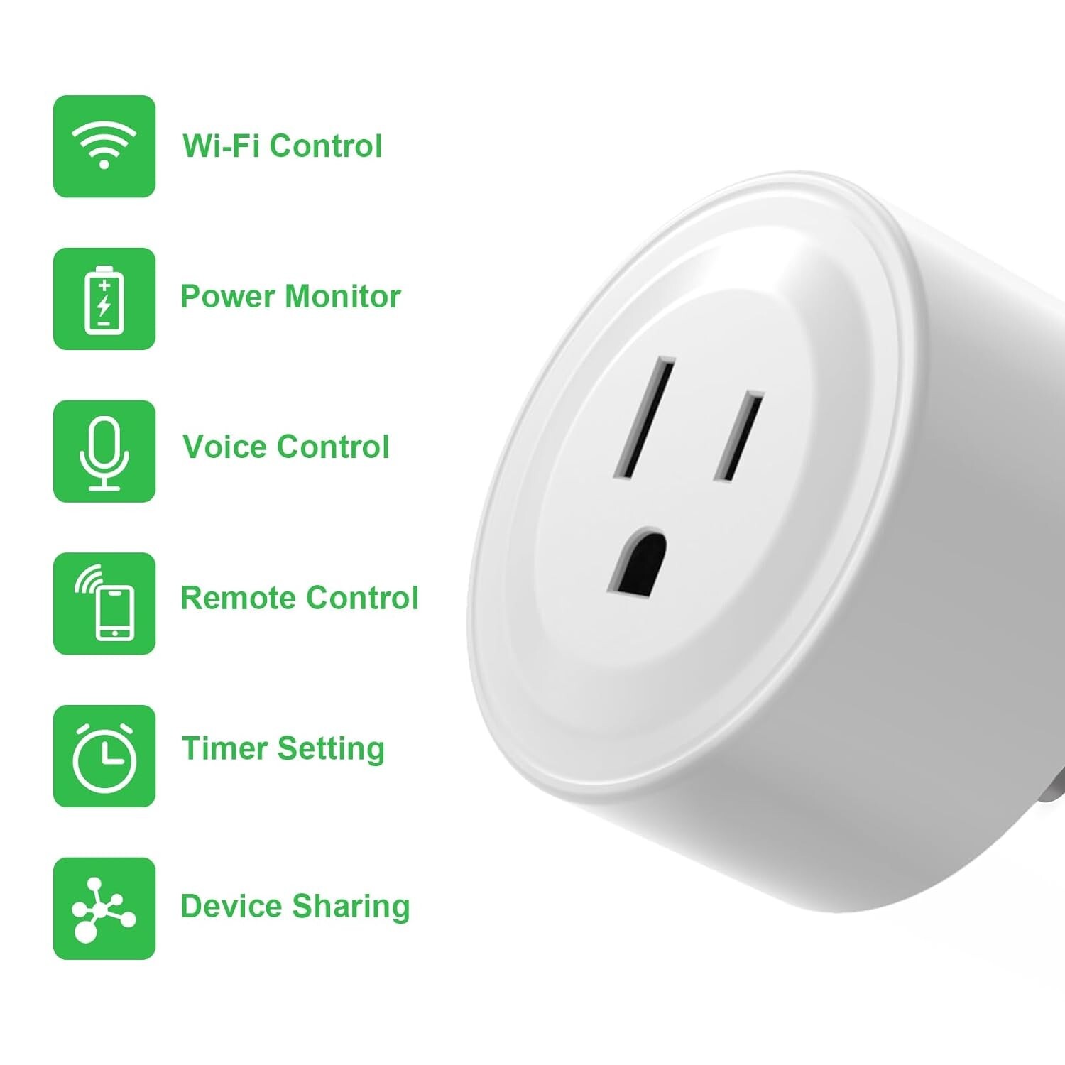Smart WiFi Plug Work with Alexa&Google Assistant Remote Control&Voice Activation