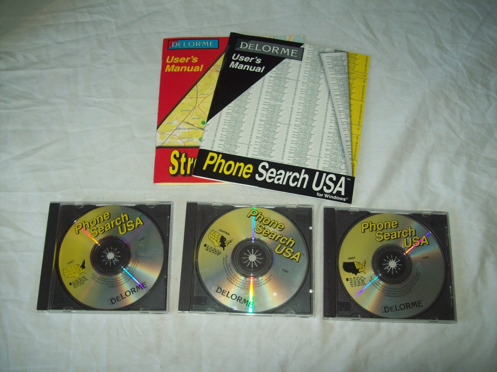 Delorme Phone search U.S.A. for windows  1995 3 cd rom  disks/ user guide